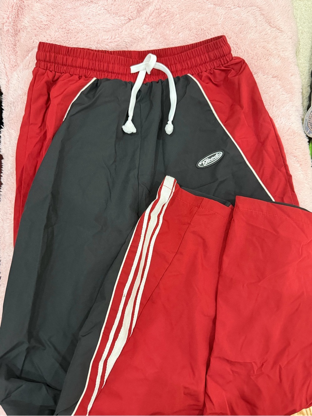 Good Red and Black Track Pants with Drawstring
